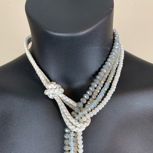 Lasso Necklace- faux leather and crystal braided necklace